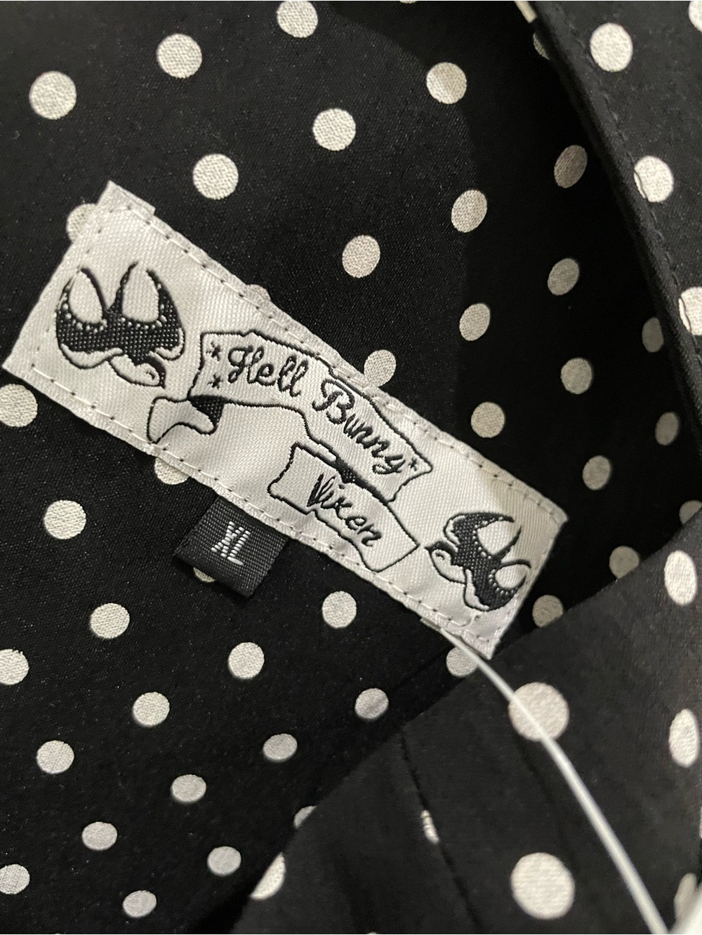 Hell Bunny Polka Dot Mod Sheath Dress Pinup Retro Black Vintage Stretch - Picture 6 of 10